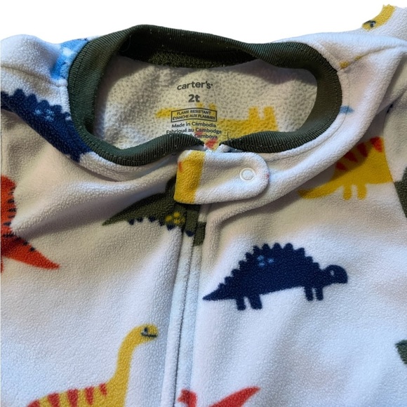 Toddler Carter's 1-Piece Dinosaur Fleece Footie PJs - Picture 5 of 6